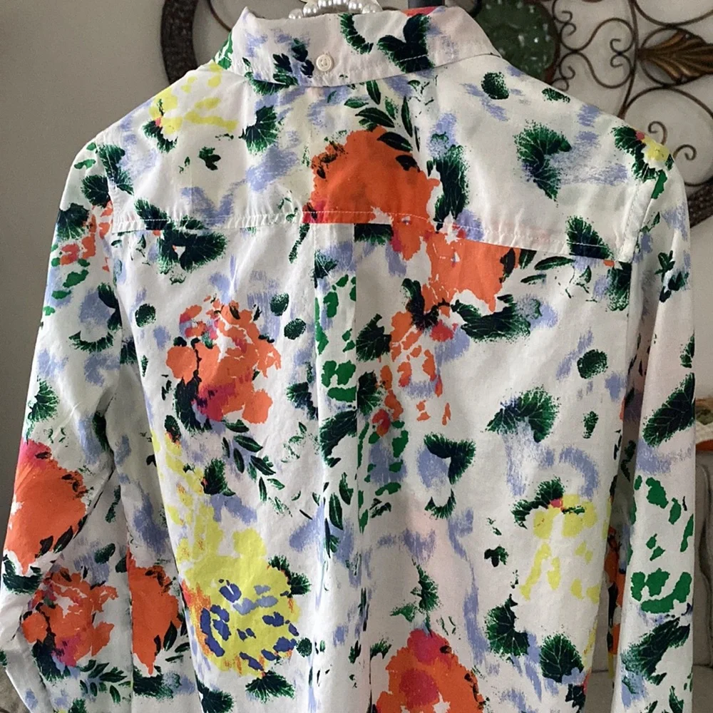 Gap Shrunken Boyfriend Floral Button Down Shirt XS